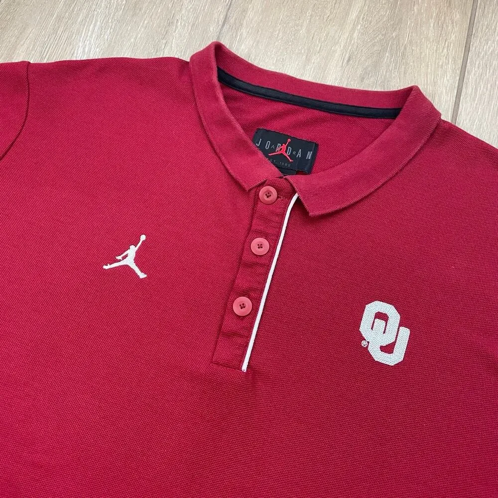 Jordan Oklahoma Sooners Polo Shirt Mens XL Crimson OU NCAA Loose Fit Golf